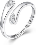 Fookduoduo 925 Sterling Silver Ring Inspirational Jewelry adjustable Wrap Open Rings for Women