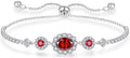 925 Sterling Silver Birthstone Bracelets for Women, Adjustable Halo Cubic Zirconia CZ Bracelet Anniversary Birthday Jewerly for Mom Wife