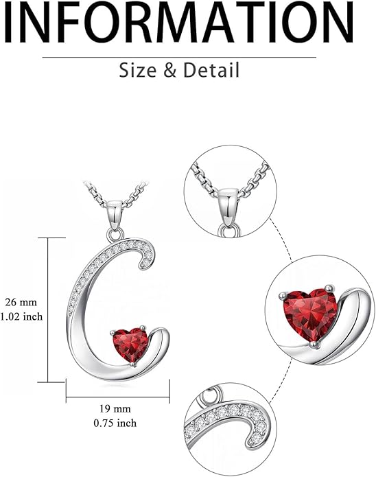 Valentines Day Gifts for Women Alphabet A to Z Initial Birthstone Pendant Necklaces for Women - 18k White Gold Plated Personalized Name Jewelry Valentine Mothers Day Birthday Gifts for Women Her Girlfriend