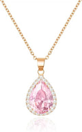 Linawe Crystal Chain Necklace for Women Trendy, Imitation Diamond Pendant, Statement Cubic Zirconia Boho Jewelry Set, 14K Gold/Rose Gold/Silver Birthstone Necklace