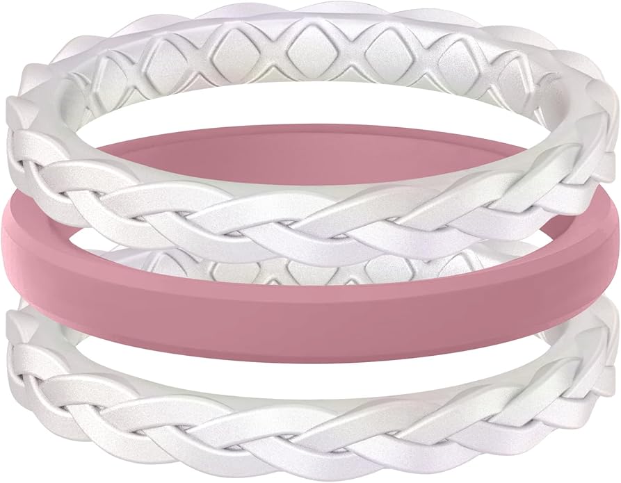 Egnaro Women's Wedding Bands, Silicone Thin and Stackable Rubber Engagement Ring, Variety Multipack With Breathable Grooves Workout Accessories