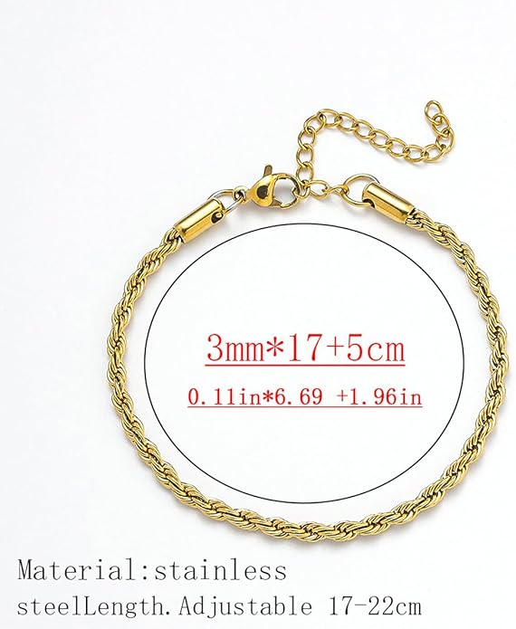 18K Gold Plated Bracelet Sets for Women Waterproof - Trendy Thin Dainty Stackable Cuban Link Paperclip Snake Twisted Chain Fashion Jewelry Accessories Gifts for Women