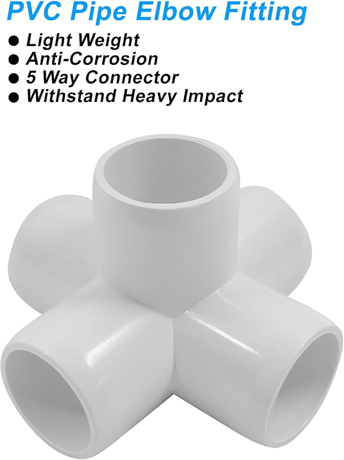 Piutouyar 4 Pcs 3/4" Elbow PVC Pipe Fitting, 5 Way Furniture Grade Pipe - Image 5