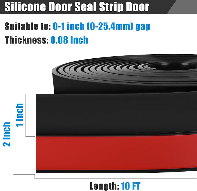Draft Seal Tape for Doors and Windows 2 in x 10 Ft Silicone Weather Stripping - Image 2
