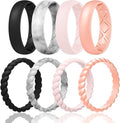 Egnaro Women's Bridal Rings Sets, Inner Arc Ergonomic Breathable Design Silicone Rubber Wedding Bands
