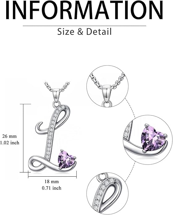 Valentines Day Gifts for Women Alphabet A to Z Initial Birthstone Pendant Necklaces for Women - 18k White Gold Plated Personalized Name Jewelry Valentine Mothers Day Birthday Gifts for Women Her Girlfriend