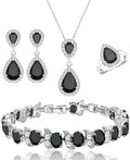 LMXXVJ Teardrop Jewelry Set for Women，Necklace Earrings Adjustable Ring Bracelet Set Fashion Formal Platinum/Gold/Rose Gold Jewelry Gift Girl/Mom/Wife/Grandmother/Best Friend/Aunt
