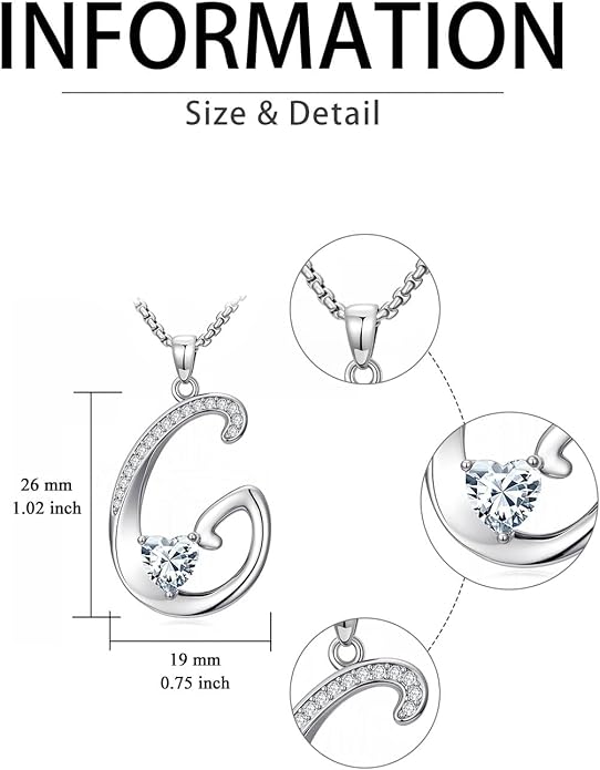 Valentines Day Gifts for Women Alphabet A to Z Initial Birthstone Pendant Necklaces for Women - 18k White Gold Plated Personalized Name Jewelry Valentine Mothers Day Birthday Gifts for Women Her Girlfriend