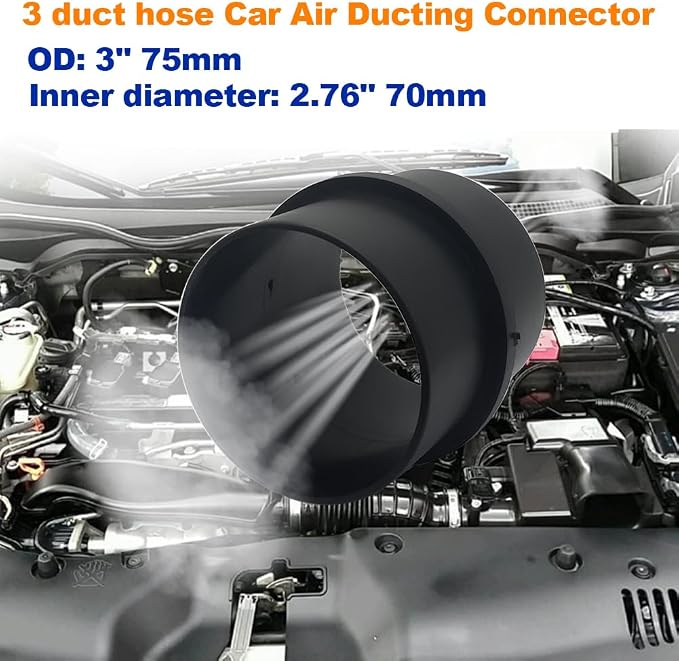 Car Air Ducting Connector Straight Air Heater Duct Joiner Connector Pipe 3'' - Image 2