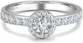AGVANA Halo of Devotion 0.6-1.3 Ct. Tw. Lab Grown Diamond Halo Engagement Ring in Sterling Silver (0.3-1 Carat Main Stone) Promise Anniversary Wedding Ring for Women (D-E Color, VS Clarity)