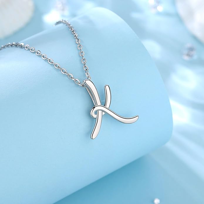 EUDORA Sterling Silver Initial Necklaces for Women, Classic 26 Letter Neckless Gifts for Girls, Sister, Mother Daughter, 18 inch Chain