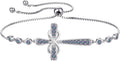 YL Cross Bracelet 925 Sterling Silver Infinity Sideways Link Bracelet Birthstone Jewelry for Women