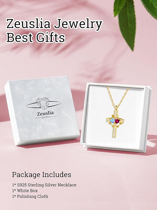 Valentine's Day Gifts for Wife 925 Sterling Silver Double Birthstone Pendant Necklaces I Love You for Always and Forever Necklace Anniversary Birthday Gifts for Wife Girlfriend Mom Her