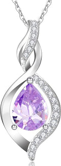 RIVIKO Valentines Day Gifts for Her-Infinity Birthstone Necklace for Women,925 Sterling Silver Teardrop Necklace, Womens Jewelry Birthday Gifts for Women Friend Her Mom Wife Lady