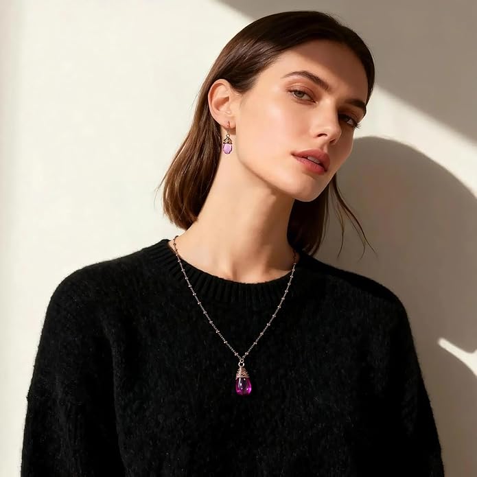 Coiris Brown Jewelry Set for Women Boho Water Drop Necklace and Earrings Set Bohemian Vintage Lantern Pendant Western Dangle Jewelry Gift for Her