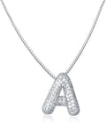 SKQIR Diamond Initial Letter Necklace for Women Bubble Gold Plated Puffy Balloon Alphabet Crystal Zircon Pendant Name Necklace Dainty Charms Trendy Jewelry Gift for Women