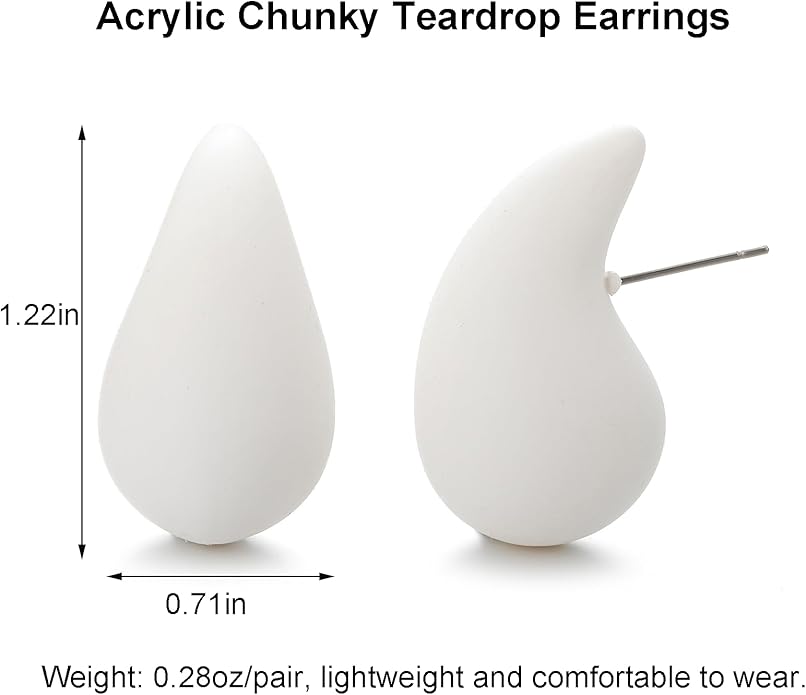 Chunky Acrylic Hoop Earrings, Lightweight Waterdrop Hoops Earrings, Hypoallergenic Trendy Jewelry for Women