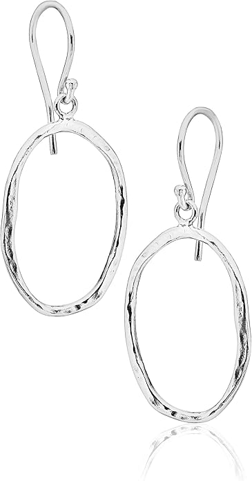 JEAN RACHEL JEWELRY 925 Sterling Silver Dangle Earrings for Women - Hoop Open Circle Vintage Design - Hypoallergenic, Lead & Nickel Free - Artisan Handcrafted Statement Earrings