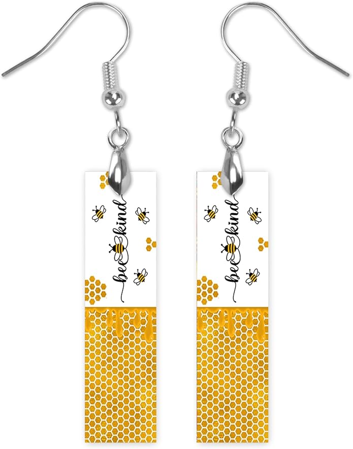 Earrings Handmade Bar Wood Earrings Light Weight Printed Image Dangle Earring Jewelry