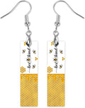 Earrings Handmade Bar Wood Earrings Light Weight Printed Image Dangle Earring Jewelry