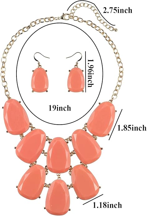 Firstmeet Chunky Bubble Statement Collar Necklace with Earrings for Women