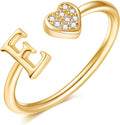 Valentines Day Gift Initial Rings for Teen Girls - S925 Heart Sterling Silver Rings for Teen Girls | 14K Gold/Rose Gold/Sterling Silver Plated Ring for Girls Kids Women Ring for Teenager Girls Gifts Adjustable, No Tarnish, Hypoallergenic
