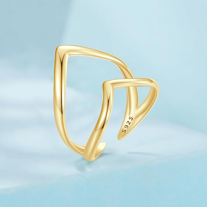 MUNDELL 925 Sterling Silver Simple Multi-layer Leaf Adjustable Ring Green Lucky Leaves Statement Ring for Women Promise Ring Fine Jewelry