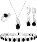 LMXXVJ Jewelry Set for Women,Teardrop Cubic Zirconia Necklace Earrings Adjustable Ring Bracelet Jewelry Set Formal Jewelry Gift