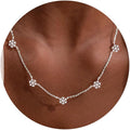 VRIUA Necklaces for Women - 14K Gold/Silver Plated Dainty Chain Necklace with Five Charms: Diamond, Bow, Snowflake, Cross, Flower, Clover, Butterfly, Heart, Star of David, and Star Trendy Jewelry