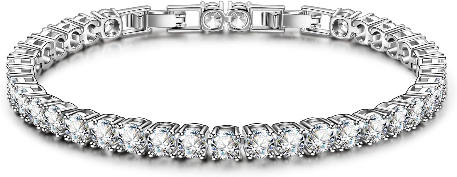 BUMBLEBEE Handmade Tennis Bracelet for Women, 14K Gold Plated, 12.96 CTTW Italian 5A Cubic Zirconia, Hypoallergenic, Adjustable 6–7.5 Inch Jewelry Gift Anniversary, Birthday, Valentine’s Day
