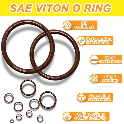 KEZE 382 Pcs SAE Viton O Ring Assortment Kit 30 Sizes Brown O-Ring Set - Image 5
