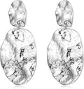 Chunky Gold Earrings for Women - Hammered Gold Plated Dangle Drop Jewelry Gifts