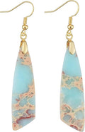 Boho Women Natural Stone Earrings Unique Healing Imperial Jasper Gemstone Energy Hypoallergenic Lightweight Dangle Drop Earrings Multiple Styles Earrings Jewelry for Birthday Party Gift