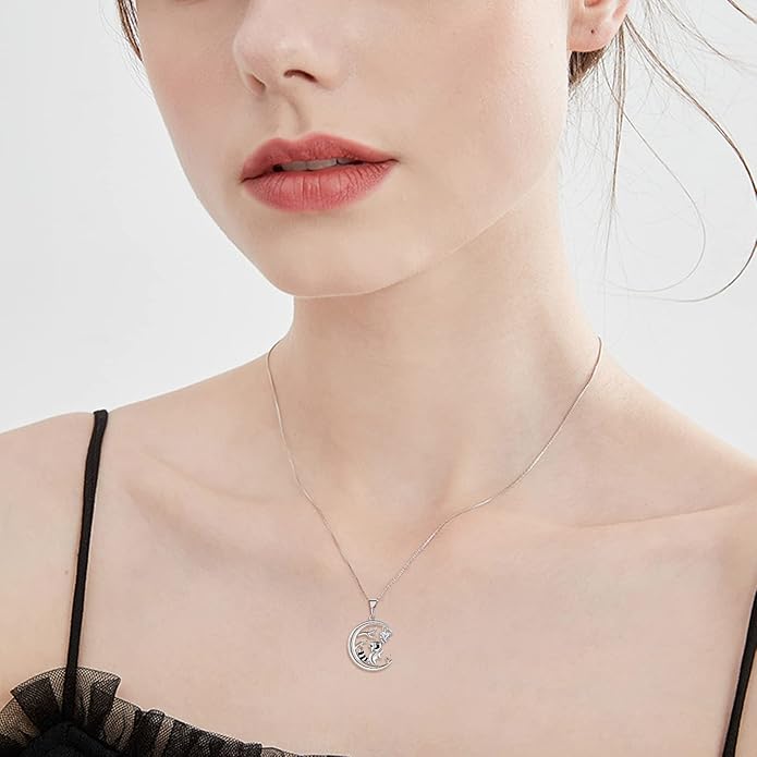 STARCHENIE Raccoon Necklace 925 Sterling Silver Heart Birthstone Pendant Cute Animal Jewelry for Women