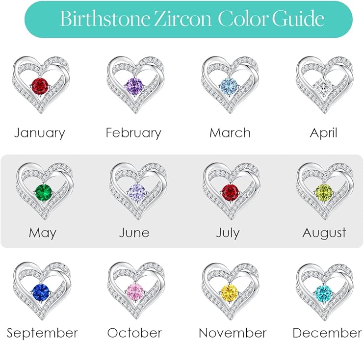 CDE Forever Love Heart Stud Earrings for Women, 925 Sterling Silver Birthstone Heart Stud Earrings Christmas Day Mother's Day Gift Anniversary Birthday Jewelry Gifts for Women Wife Her
