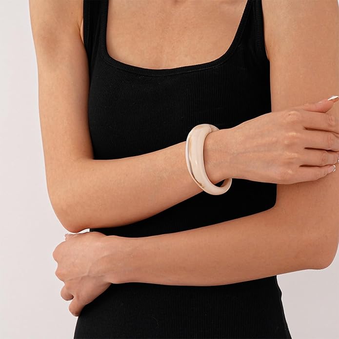 Chunky Acrylic Bracelet for Women,Vintage Candy Color Adjustable Bracelet Statement Irregular Geometry Wrist Bangle Classic Fashion Jewelry