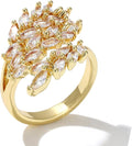 18K Gold Plated Cubiz Zirconia Wedding Engagement Wide Adjustable Band Ring for Women