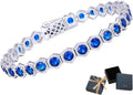Birthstone Tennis Bracelets for Women Birthday Gifts 925 Sterling Silver Hexagon White Gold Bracelets Round Cut 5A Cubic Zirconia Prong Setting 7 Inch Anniversary Jewelry Gift