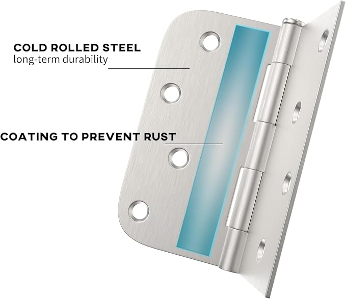 goldenwarm 6 Pack Brushed Nickel Door Hinges 4 inch Door Hinge Satin Nickel - Image 3