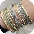 16Pcs Gold Bangle Bracelets for Women - Multi Layer Stackable Textured Bracelets Boho Jewelrys Set.