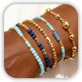 Gold Bracelets for Women Waterproof, 14K Gold Plated Beaded Cross Bracelets Set,Boho Stretch Bracelets Stackable Jewelry for Women Teenage Girls Jewelry Christmas Gifts