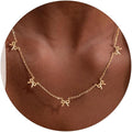 VRIUA Necklaces for Women - 14K Gold/Silver Plated Dainty Chain Necklace with Five Charms: Diamond, Bow, Snowflake, Cross, Flower, Clover, Butterfly, Heart, Star of David, and Star Trendy Jewelry