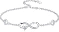 Dorunmo Infinity Heart Anklet Bracelet for Women 925 Sterling Silver Adjustable Infinity Birthstone Bracelet Friendship Jewelry Gifts for Women Birthday Christmas