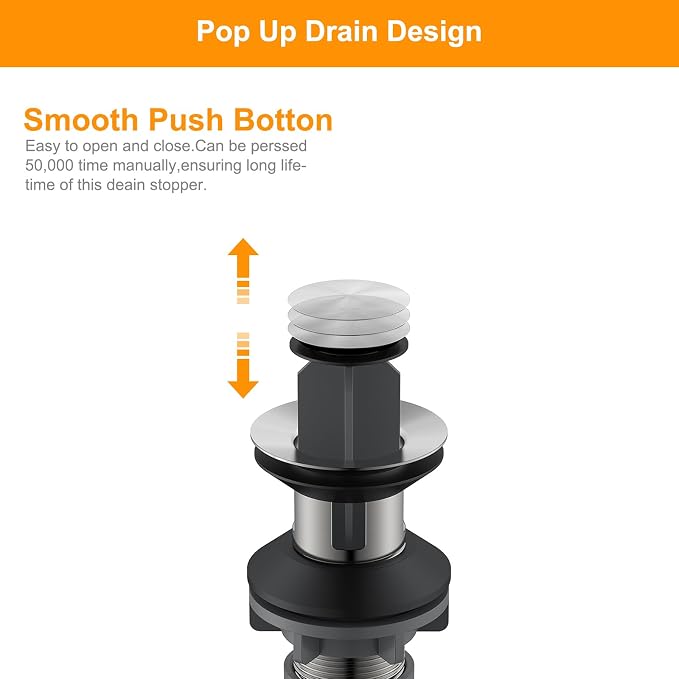 Pop-Up Sink Drain Stopper with Lift Rod and Overflow, Chrome Finish - Image 7