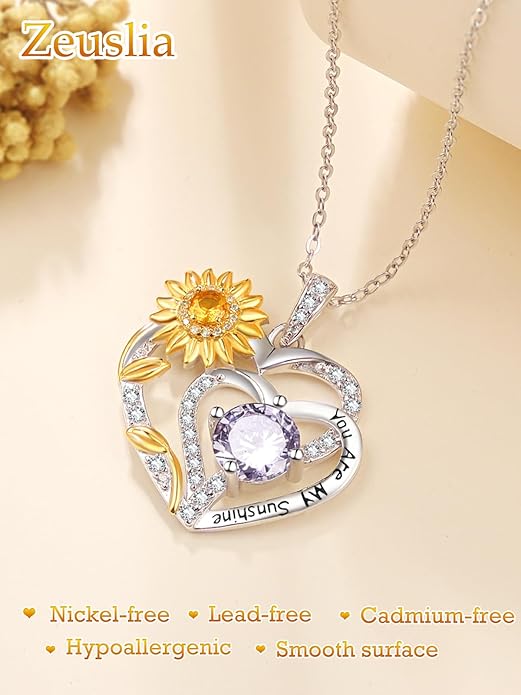 Valentine's Day Gifts for Wife 925 Sterling Silver Double Birthstone Pendant Necklaces I Love You for Always and Forever Necklace Anniversary Birthday Gifts for Wife Girlfriend Mom Her