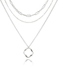 Layered Gold Necklaces for Women, Stackable 14K Gold Plated Necklace, Dainty Cross/Circle/Heart Pendant layered Necklace, Adjustable Dainty Gold/Silver Necklace Jewelry Set for Women