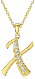 14k Gold Initial Necklace for Women, Solid Gold Moissanite Letter Pendant Necklaces Jewelry for Her Birthday Valentines Day Gifts for Mom Wife Christmas Gifts for Girlfriend Sister