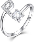 STARCHENIE Adjustable Initial Ring for Women 925 Sterling Silver Letters A-Z 26 Alphabet Rings Size 7