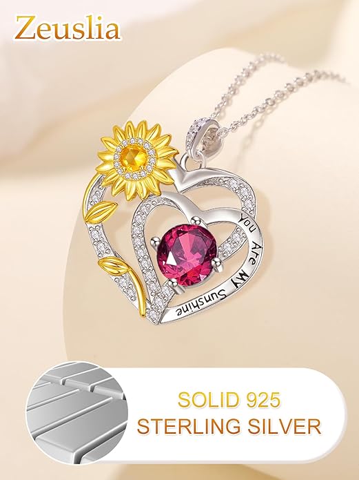 Valentine's Day Gifts for Wife 925 Sterling Silver Double Birthstone Pendant Necklaces I Love You for Always and Forever Necklace Anniversary Birthday Gifts for Wife Girlfriend Mom Her