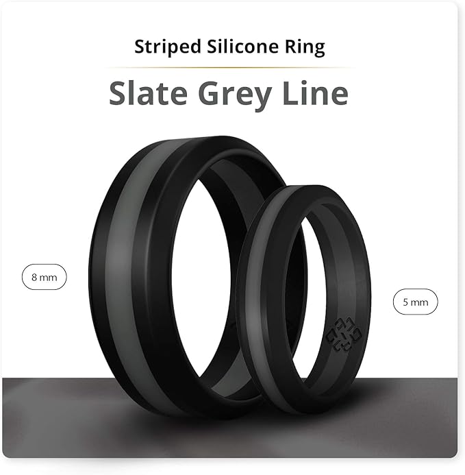 Knot Theory Striped Silicone Ring for Men and Women – Black, Grey, Red, Blue, Orange, Yellow, Purple